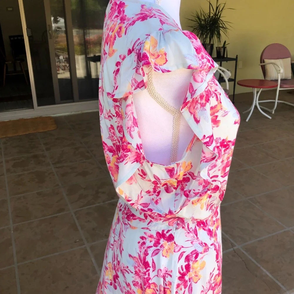 Ella Moss Bohemian Rhapsody Floral Wrap Dress - Size M - Picture 7 of 16